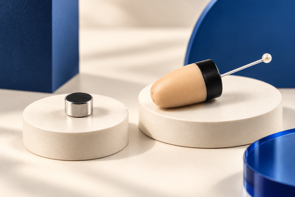 Illustrative side-by-side identification views of Nano and Vip Pro earpiece receivers