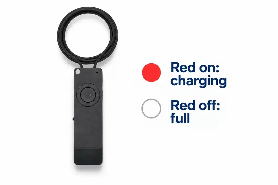 Nano V2 controller beside separate red-on charging and red-off full-charge indications.